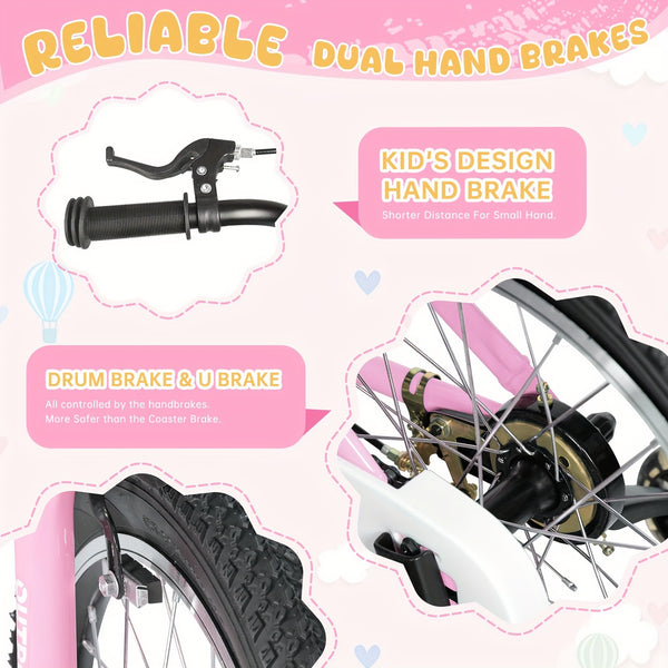 Kids Bike Child's Bike For Boys Girls Age 3-6 Years, 14 Inch Toddlers Bike Children's Bicycle With Training Wheels