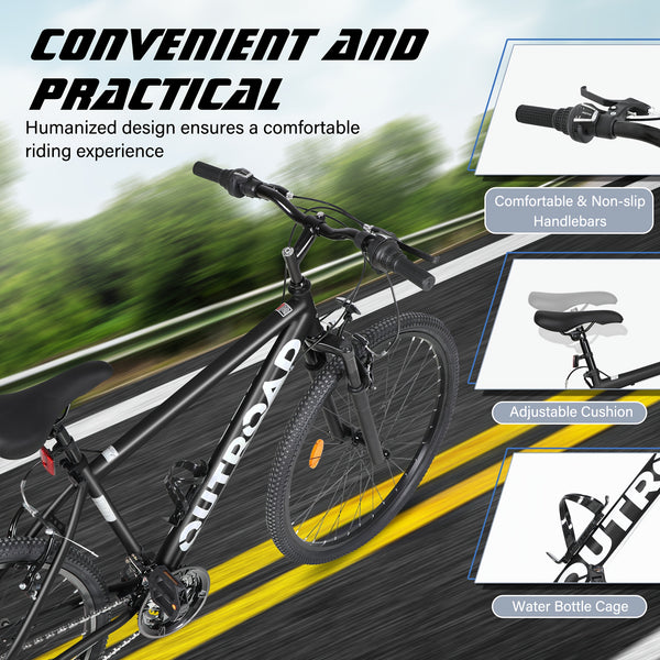 Hardtail Mountian Bikes With 7 Speeds Drivetrain For Adult\u002FYouth, 26 Inch Mens Womens MTB With Widened Frame