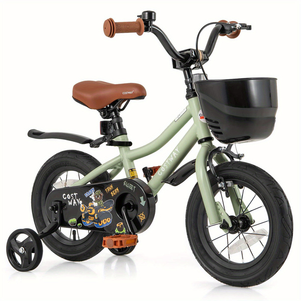 LIFEZEAL 12-Inch Bicycle Featuring Training Wheels, Adjustable Handlebars And Seat, And a Handbrake.