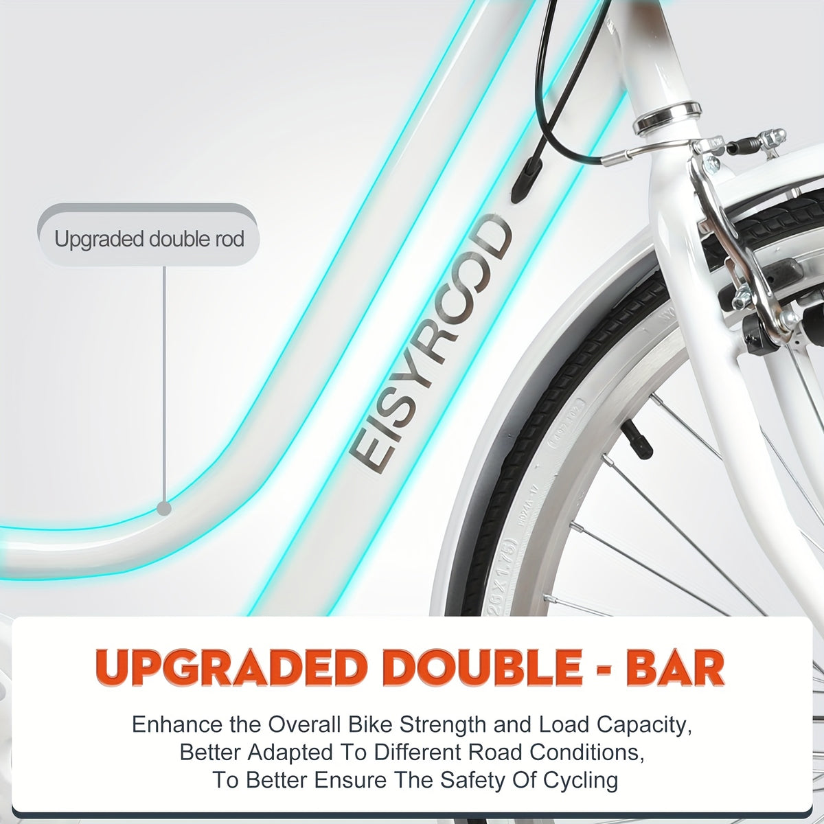 26-inch Adult Hybrid Commuter Bike with Basket - 7-Speed Bicycle