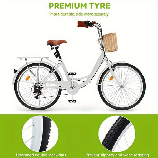 GreenScape 26 Inch Beach Cruiser Bicycle for Women- Comfortable Commute Bike with Adjustable Seat