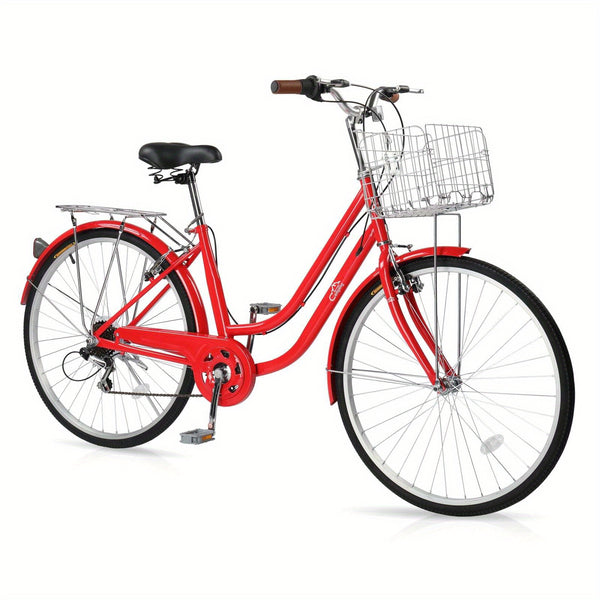 26in Urban Commuter City Bike, Shimano 7 Speed Adult Road Bicycle, City Transportation, Daily Commute