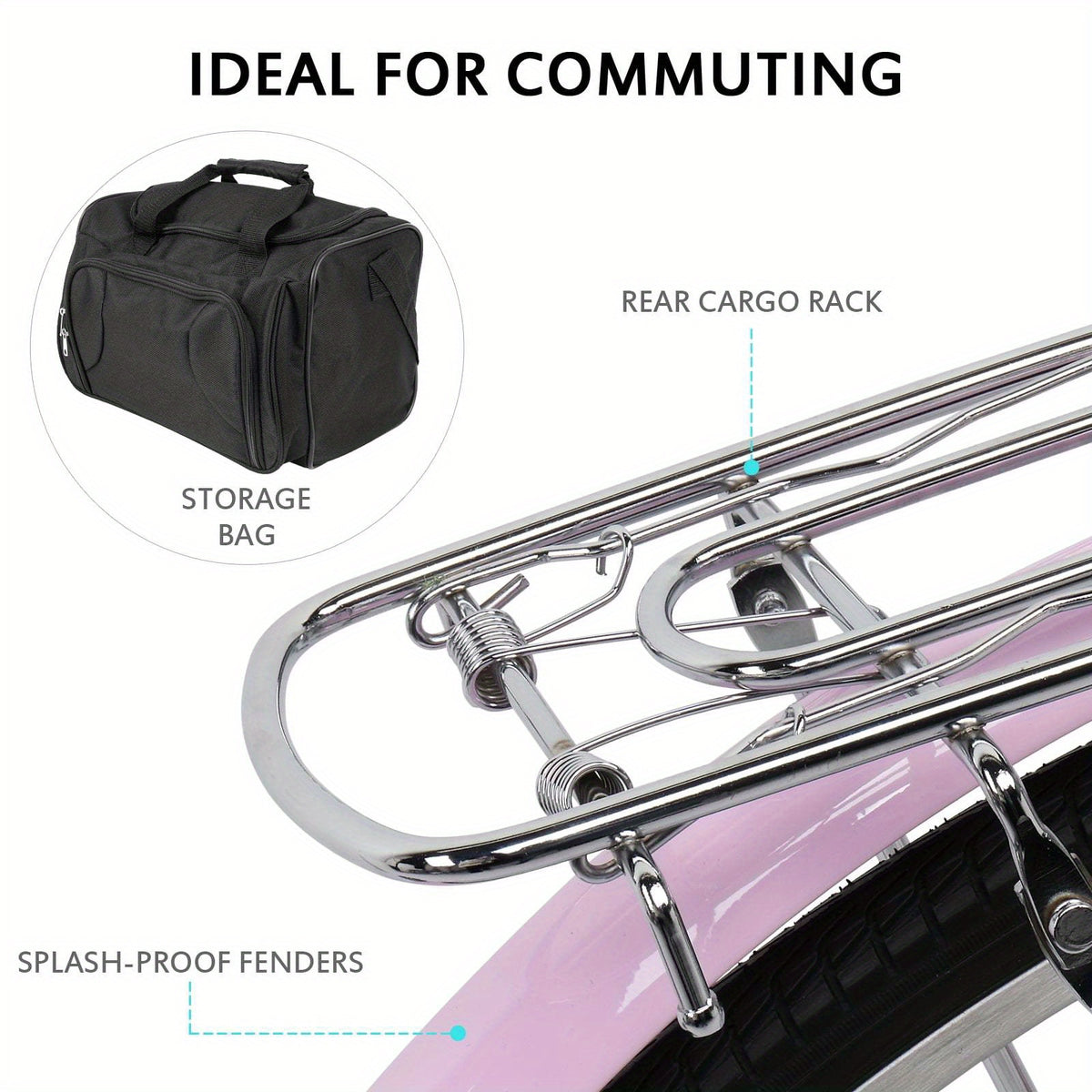 26in Urban Commuter City Bike, Shimano 7 Speed Adult Road Bicycle, City Transportation, Daily Commute