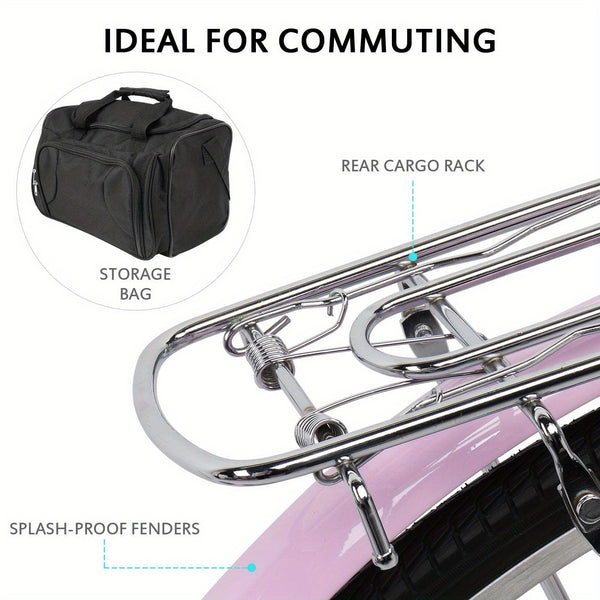 26in Urban Commuter City Bike, Shimano 7 Speed Adult Road Bicycle, City Transportation, Daily Commute