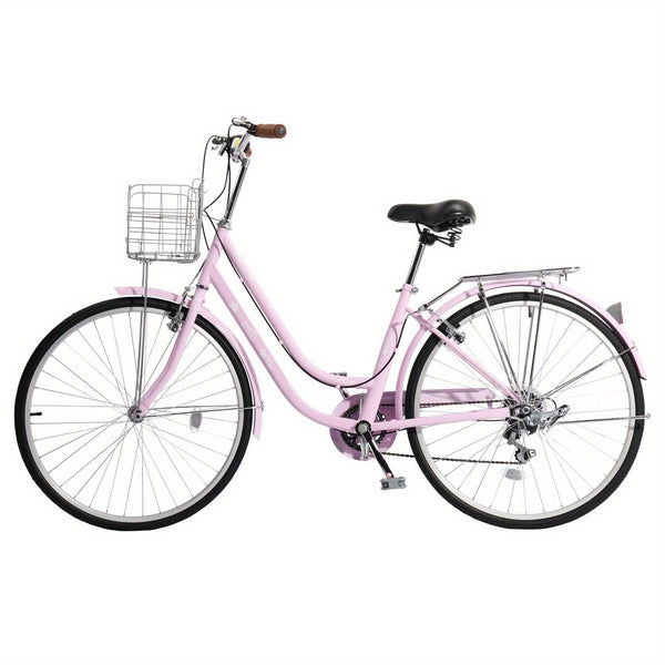 26in Urban Commuter City Bike, Shimano 7 Speed Adult Road Bicycle, City Transportation, Daily Commute