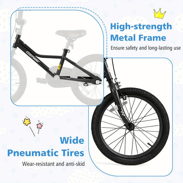 LIFEZEAL 18 Inch Kids Training Bikew\u002F Removable Training Wheels Pneumatic Tires