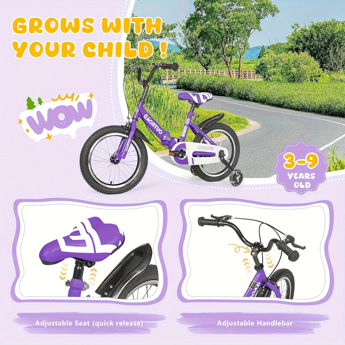 14\u002F16\u002F18 Inch Folding Bike with Training Wheels, Gifts for Boy&Girl Age 3-9 Yrs