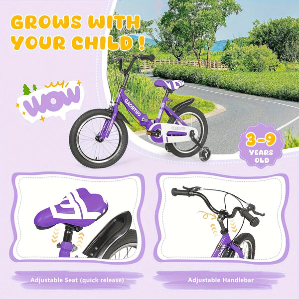 14\u002F16\u002F18 Inch Folding Bike with Training Wheels, Gifts for Boy&Girl Age 3-9 Yrs