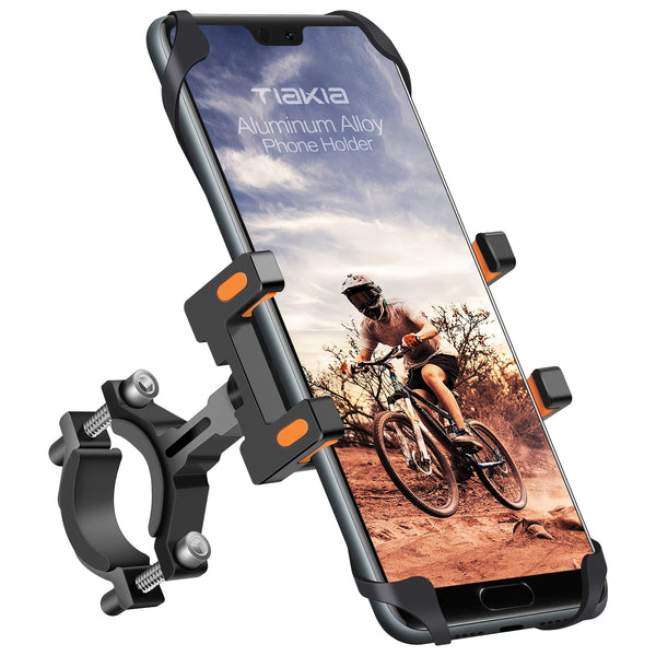 Tiakia Aluminum Alloy Bike Phone Mount, 360° Rotatable Universal Motorcycle Handlebar Phone Holder