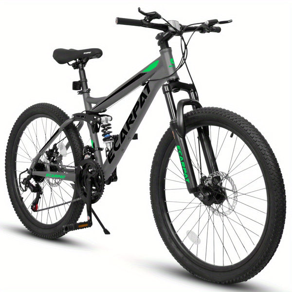 Mountain Bike for Men & Women, 26 Inch Wheels 21-Speed Full Suspension, Carbon Steel Frame, Disc Brakes