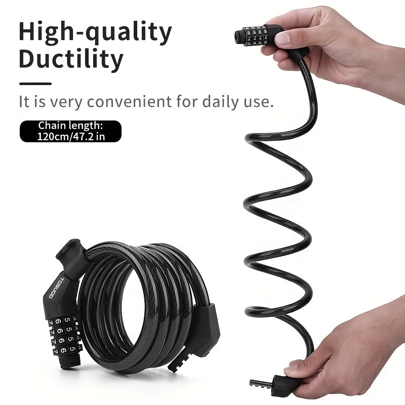 TOSUOD Anti-Theft 4-Digit Code Lock Bike Lock - Heavy-Duty Aluminum Alloy Chain Lock with 4-Digit Combination