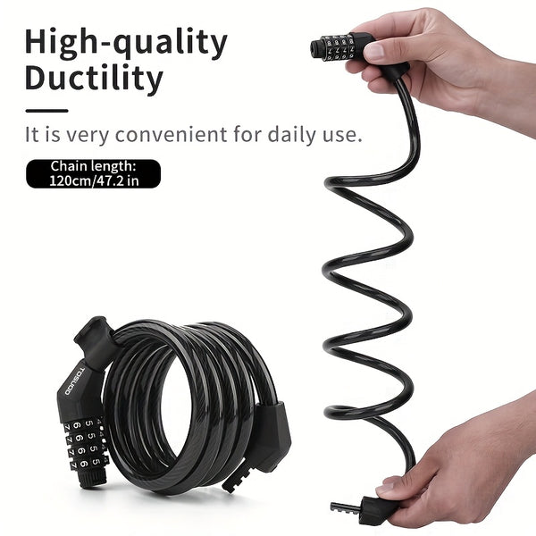 TOSUOD Anti-Theft 4-Digit Code Lock Bike Lock - Heavy-Duty Aluminum Alloy Chain Lock with 4-Digit Combination