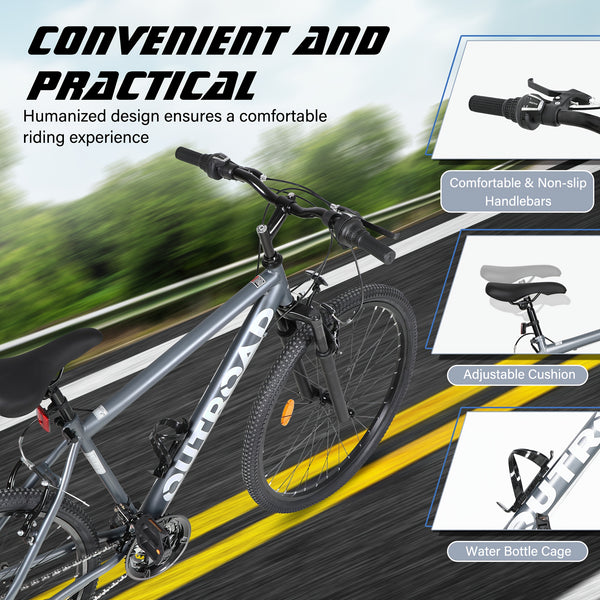 Mountain Bike, 26-inch 7-Speed Aerospace-Grade Frame, Front Suspension V-Brakes Adjustable Ergonomic Seat