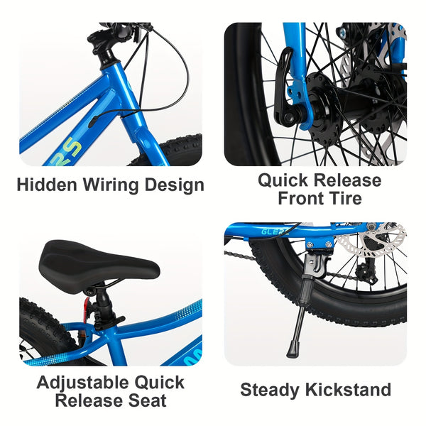 Mars 20 24 Inch Mountain Bike, 2.8-Inch Wide Tires, 6 Speed Drivetrain, Disc Brakes