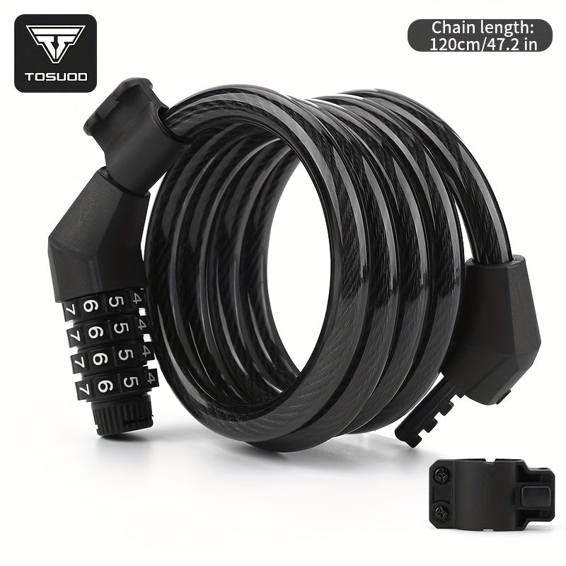 TOSUOD Anti-Theft 4-Digit Code Lock Bike Lock - Heavy-Duty Aluminum Alloy Chain Lock with 4-Digit Combination