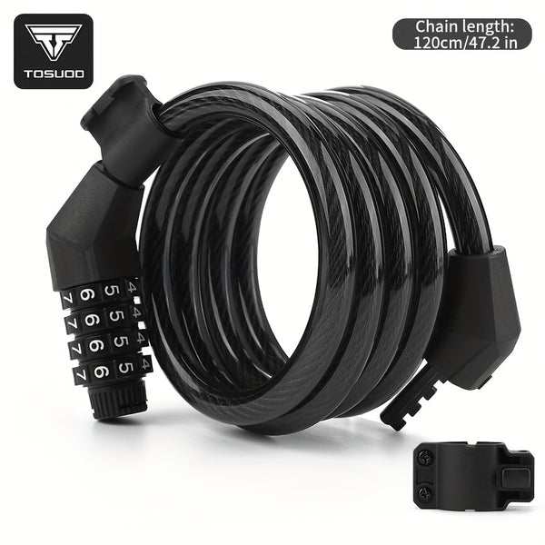 TOSUOD Anti-Theft 4-Digit Code Lock Bike Lock - Heavy-Duty Aluminum Alloy Chain Lock with 4-Digit Combination