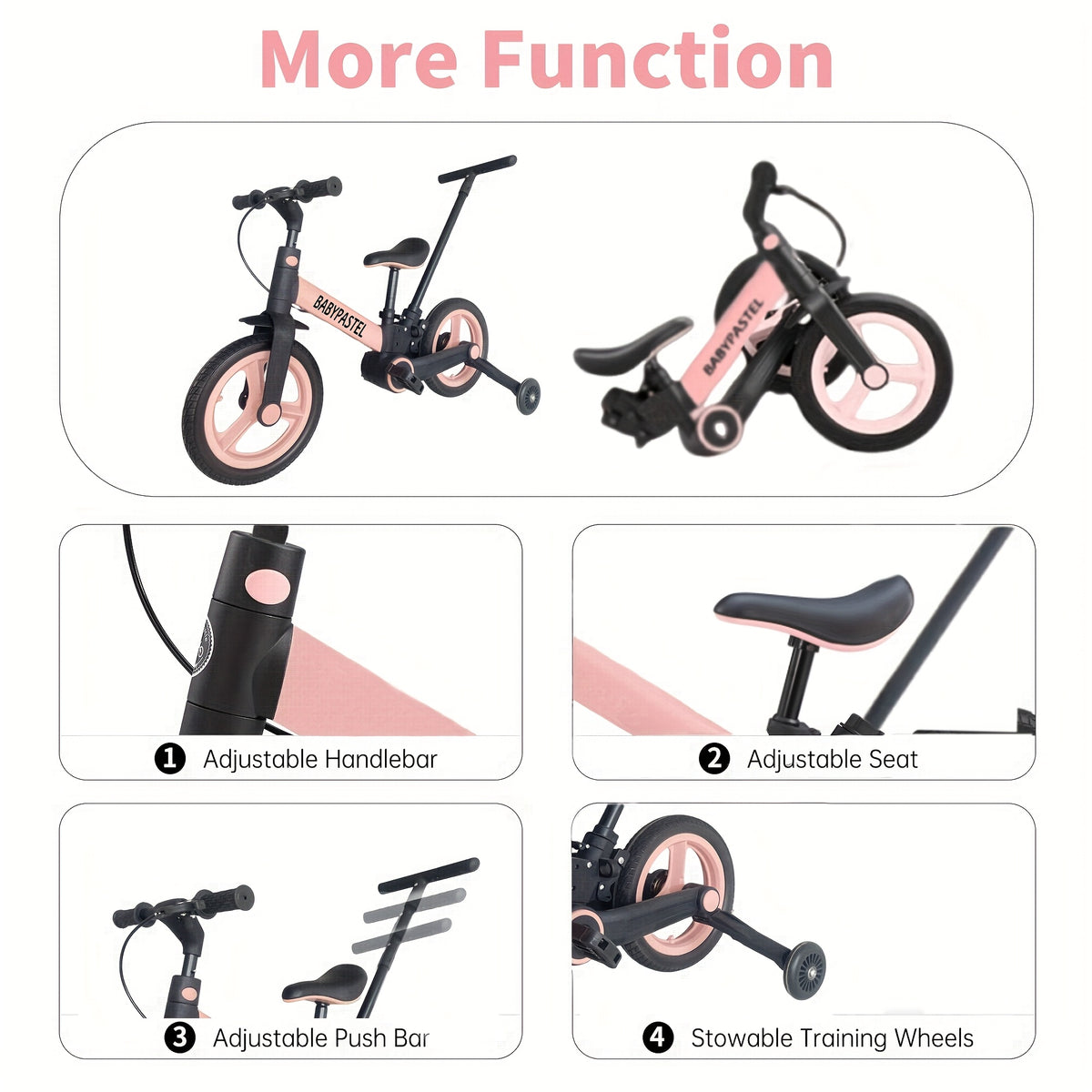 6-in-1 Folding Push Bikes for Boys & Girls - Training Wheels, Pedals, Brakes