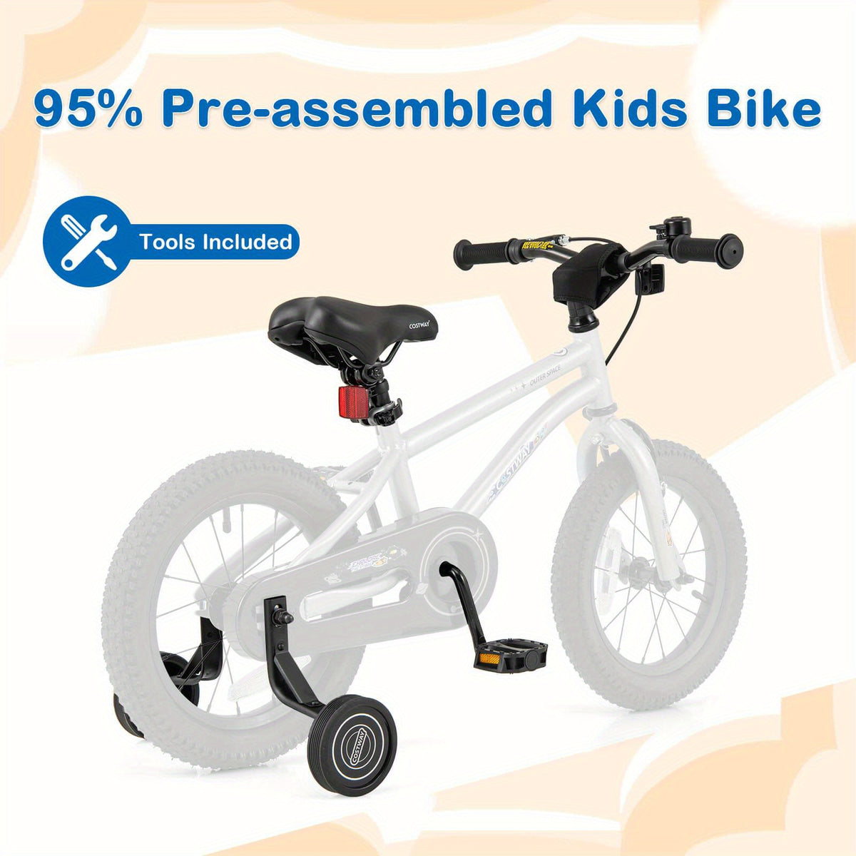 LIFEZEAL 14-Inch Youngsters' Bike for 3-5 Years Old with Adjustable Saddle & Anti-Slip Handlebar - Lightweight Alloy Steel Wheels