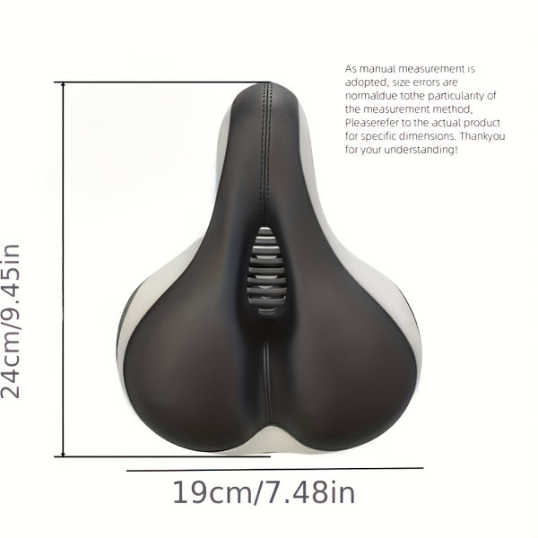 1pc Ergonomic Bike with Double Shock-Absorbing Balls & Memory Foam - Wide Design, & Black Dual-Pad System