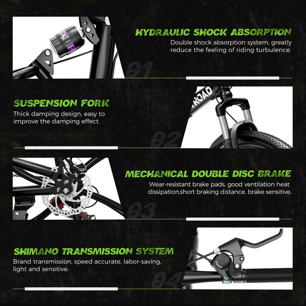 26 Inch Adult Folding Bikes\u002FMountain Bikes, 21 Speeds Mountain Bicycles with Full Suspension