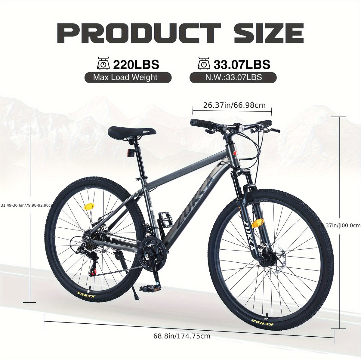 27.5 Inch Wheels 21 Speed Mountain Bike, for Men Women Adult, Front Suspension, Aluminum Alloy Frame