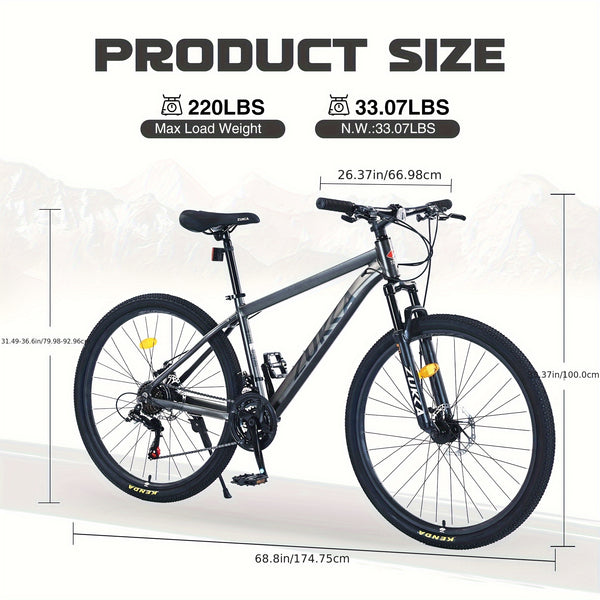 27.5 Inch Wheels 21 Speed Mountain Bike, for Men Women Adult, Front Suspension, Aluminum Alloy Frame