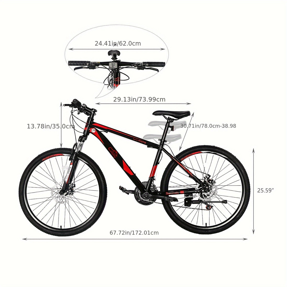 26 - Inch 21 - Speed Red & Black Mountain Bike - Double - Disc Brakes