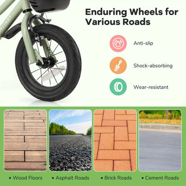 LIFEZEAL 12-Inch Bicycle Featuring Training Wheels, Adjustable Handlebars And Seat, And a Handbrake.