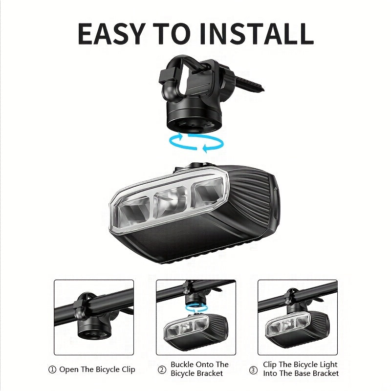 Smiling Shark Under-Mount Bike Light - Ultra-Bright LED Headlight, Rechargeable, 90° Adjustable Angle