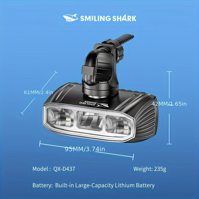 Smiling Shark Under-Mount Bike Light - Ultra-Bright LED Headlight, Rechargeable, 90° Adjustable Angle