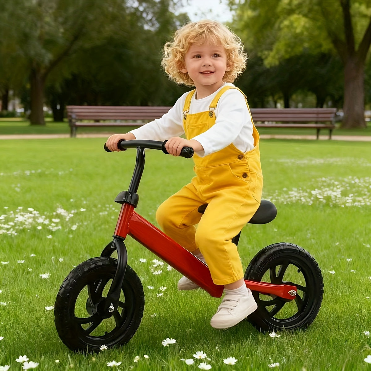 Kids Balance Bike & Tricycle for Boys & Girls - Red\u002FBlack Sturdy Plastic Frame, Low-Weight Rider-Friendly Design with Wide Base