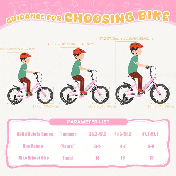Kids Bike Child's Bike For Boys Girls Age 3-6 Years, 14 Inch Toddlers Bike Children's Bicycle With Training Wheels