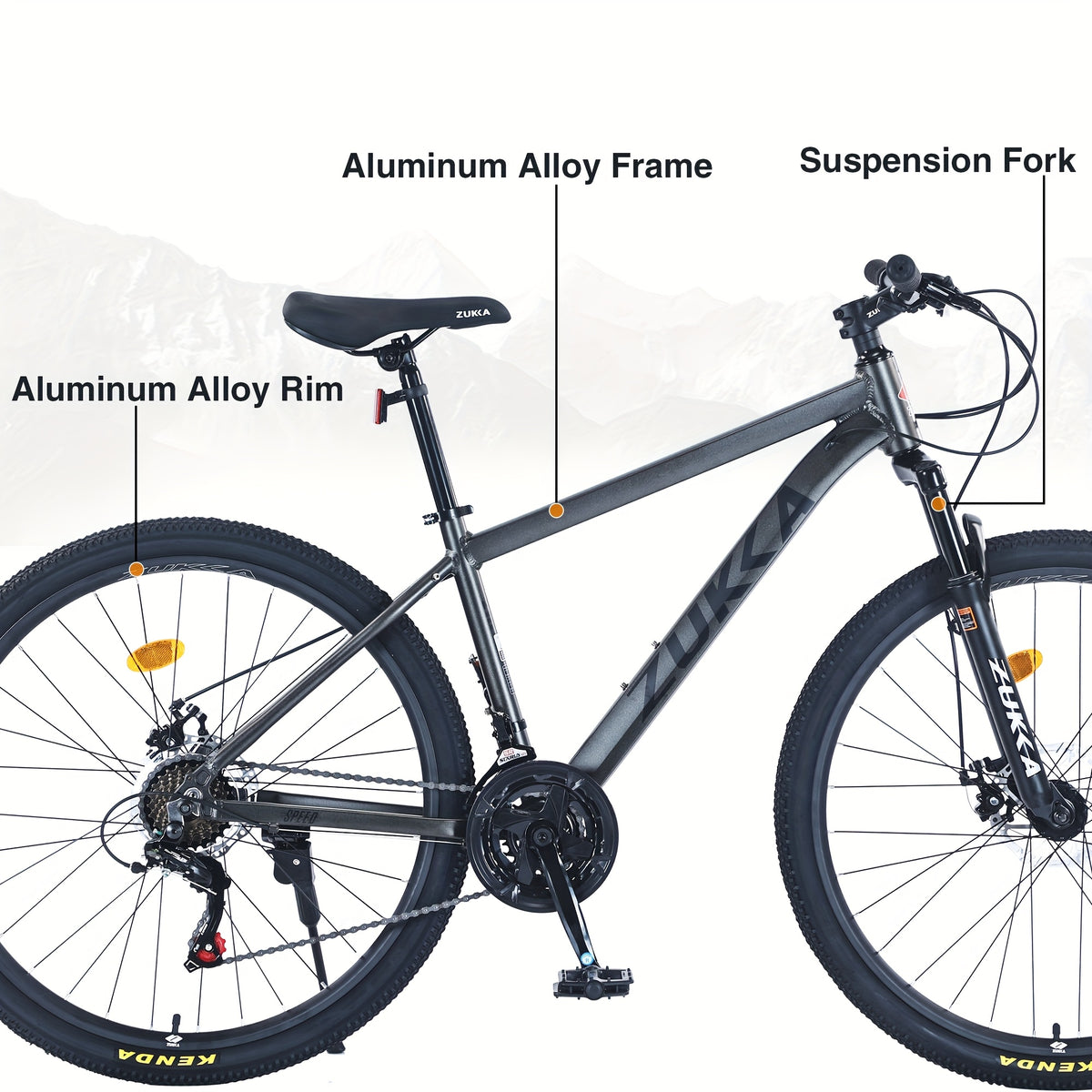 27.5 Inch Wheels 21 Speed Mountain Bike, for Men Women Adult, Front Suspension, Aluminum Alloy Frame
