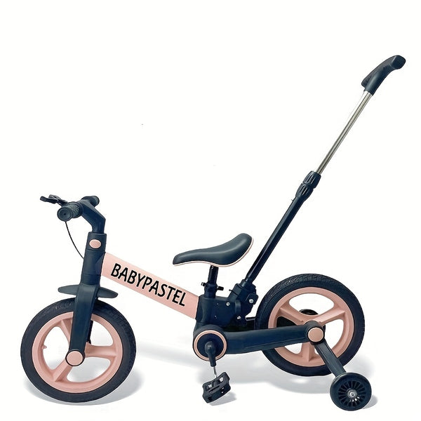 Pink 6-in-1 Balance Bike for Kids - Carbon Fiber Wheels, No Brakes Needed, Lightweight & Durable Design