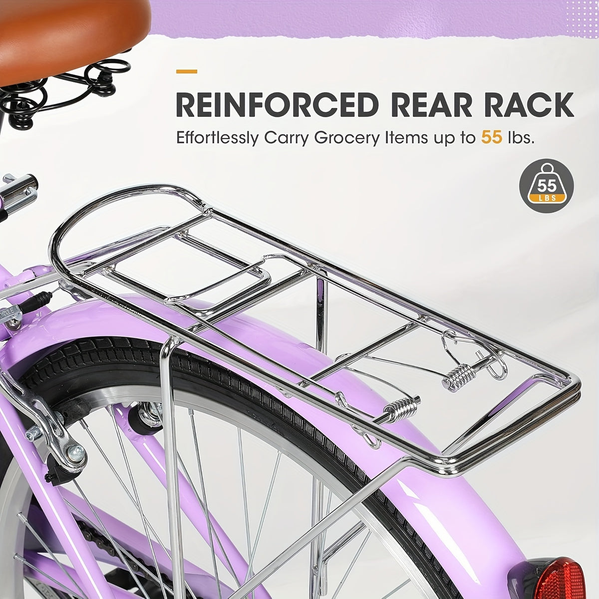 24\u002F26- Inch Beach Cruiser Bike For Women, Commute Bike With Adjustable Seat