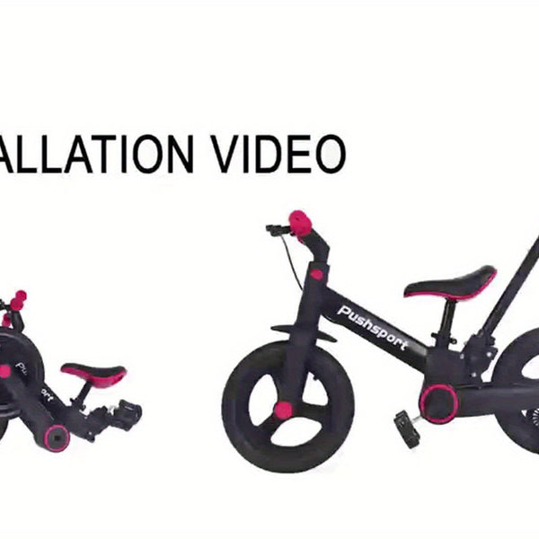 Kids' 6-in-1 Balance Bike Scooter - Adjustable, Multifunctional Bicycle with Push Handle, Aluminum Alloy