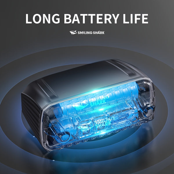 Smiling Shark Under-Mount Bike Light - Ultra-Bright LED Headlight, Rechargeable, 90° Adjustable Angle