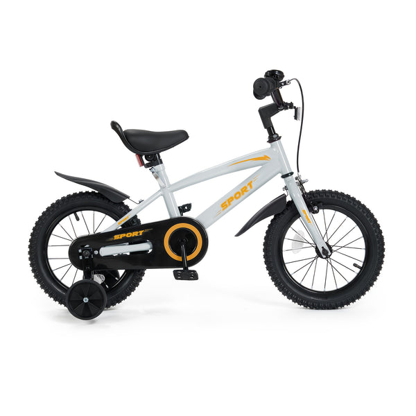 Grey and Orange 12\u002F14\u002F16 Inch Kids Bike with Training Wheels - Ideal Gift for Toddlers