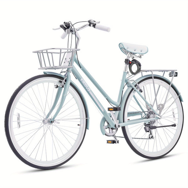 700C Womens Hybrid Bike Urban Commuter Bike 28-Inch, Mint Color, 7-Speed Hybrid with High-Carbon Steel Frame & V-Brakes