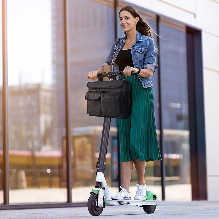 Adjustable Multi-Compartment Front Basket for Electric Bikes