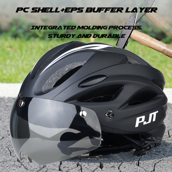 PJT Adult Magnetic 4-in-1 Lightweight Bike Helmet with Detachable Visor and Sun Visor