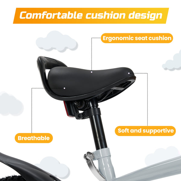 Grey and Orange 12\u002F14\u002F16 Inch Kids Bike with Training Wheels - Ideal Gift for Toddlers