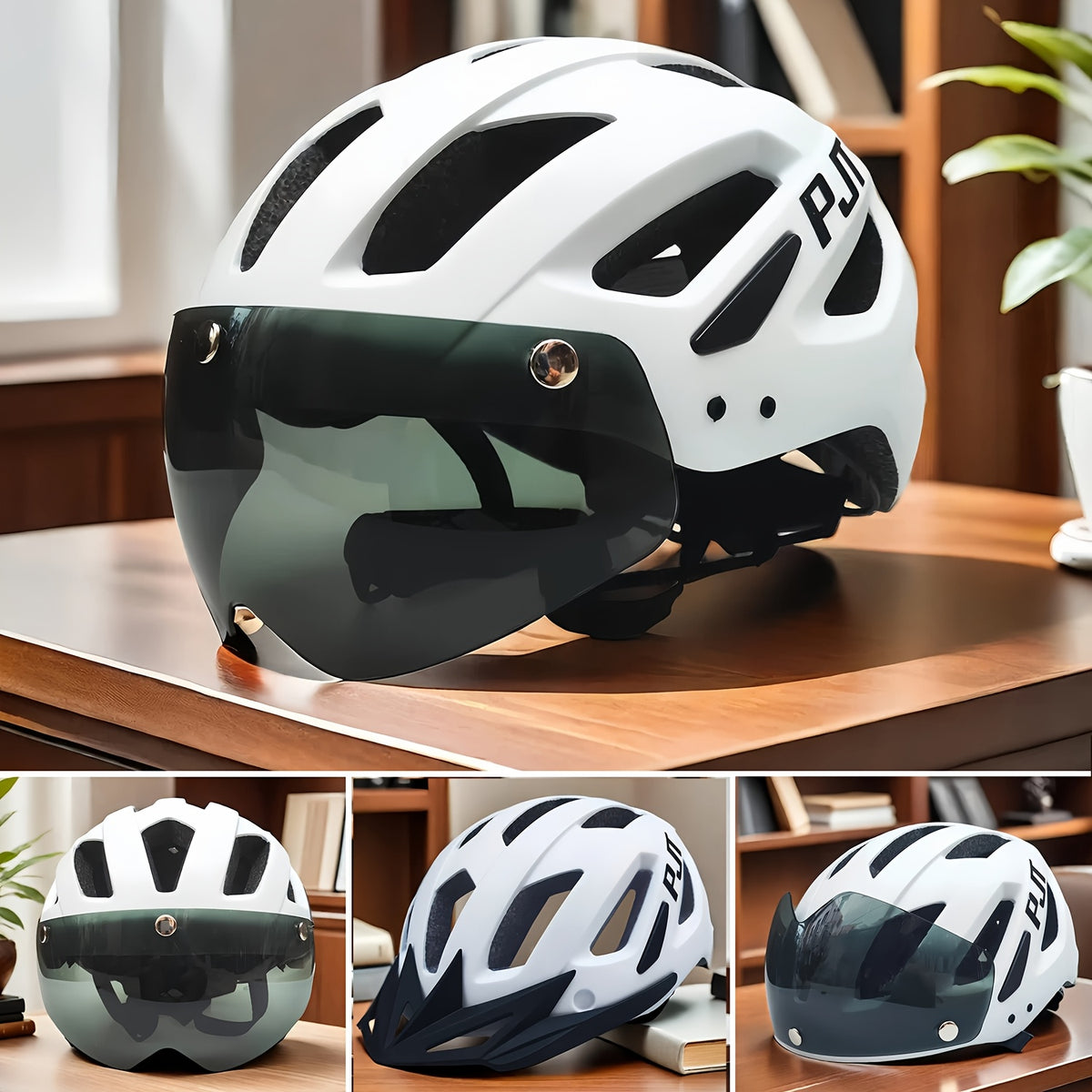 4-in-1 Bike Helmet PJT 4-in-1 Lightweight Bike Helmet | Detachable Visor & Shade, Adjustable Fit