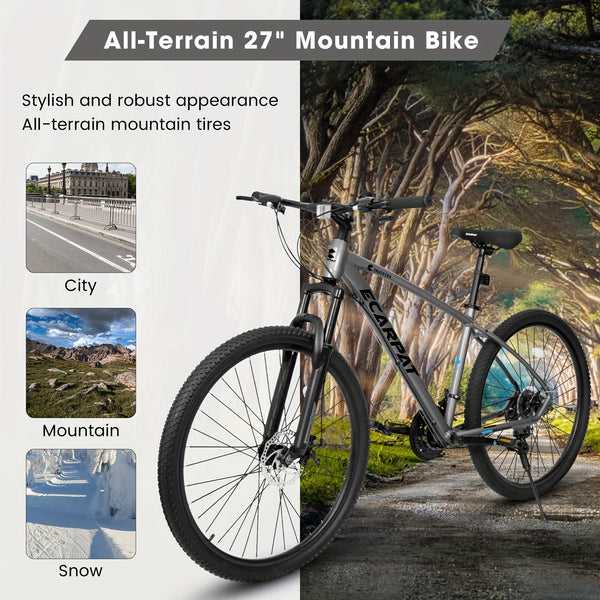 A2757 27 Inch Mountain Bike 21 Speed, Suspension Fork, Aluminum Frame Disc Brake