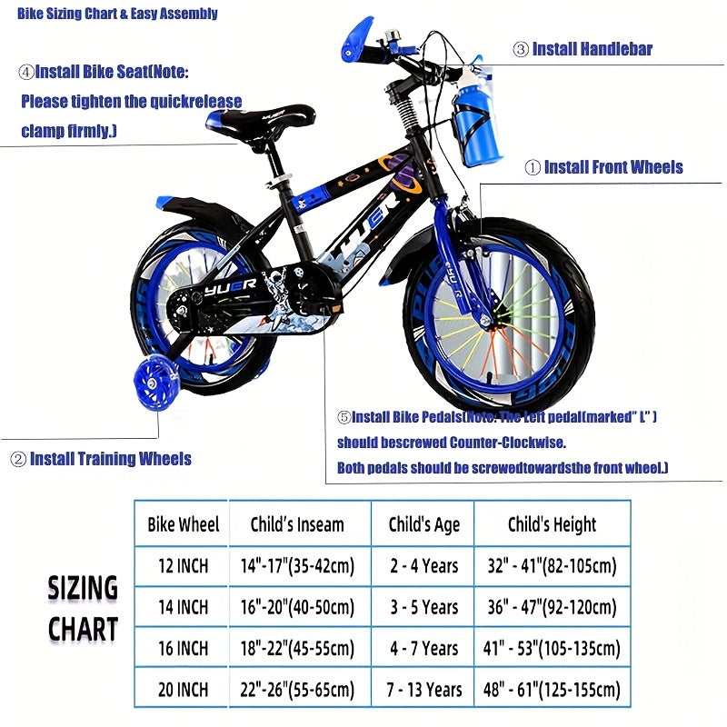Kids' Blue Bicycle with Training Wheels - 16\