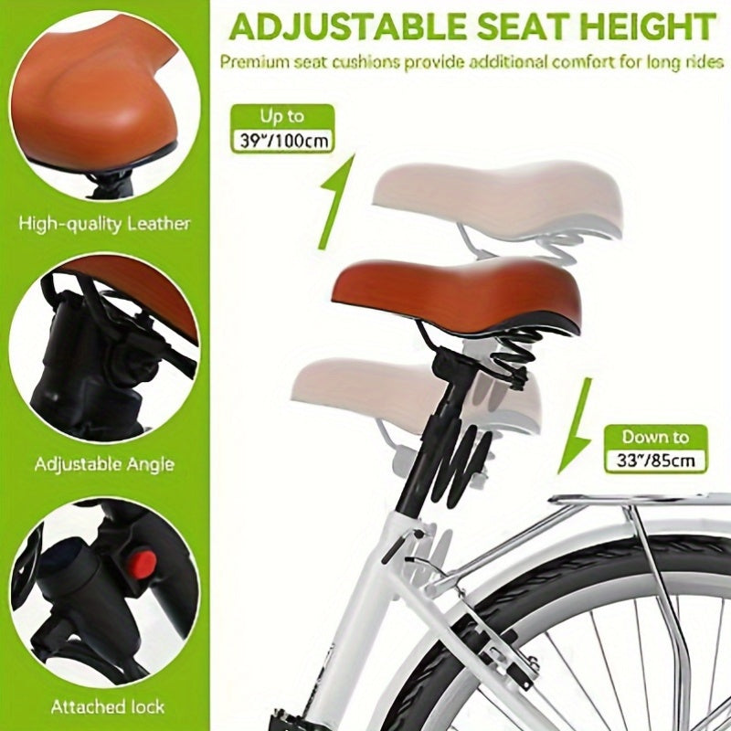 GreenScape 26 Inch Beach Cruiser Bicycle for Women- Comfortable Commute Bike with Adjustable Seat