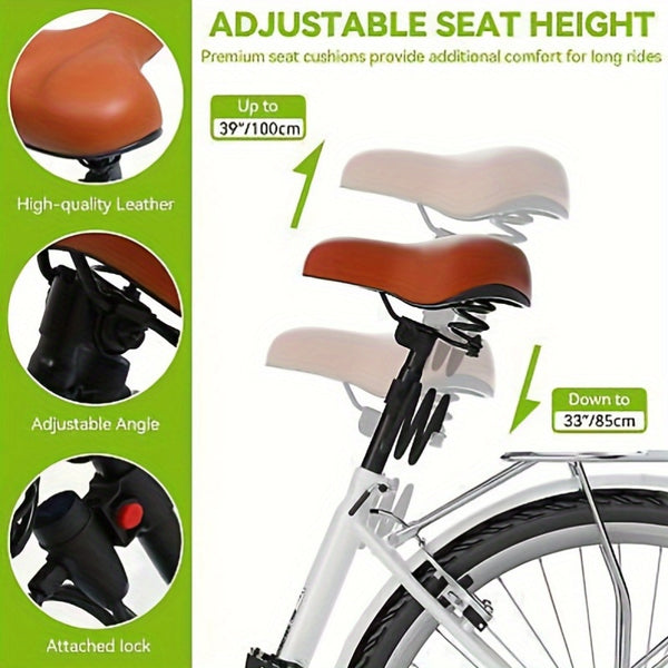 GreenScape 26 Inch Beach Cruiser Bicycle for Women- Comfortable Commute Bike with Adjustable Seat