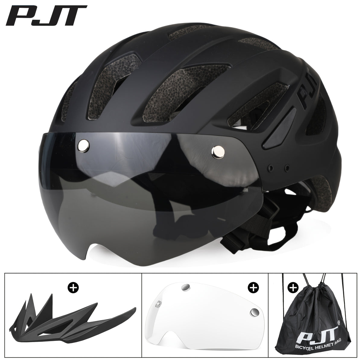 4-in-1 Bike Helmet PJT 4-in-1 Lightweight Bike Helmet | Detachable Visor & Shade, Adjustable Fit