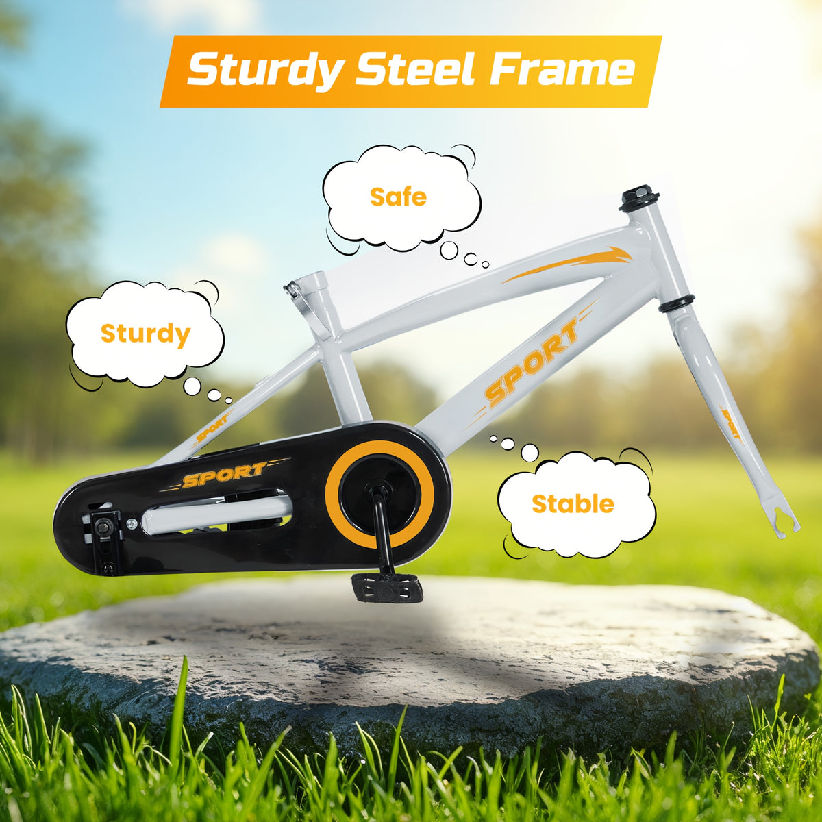 Grey and Orange 12\u002F14\u002F16 Inch Kids Bike with Training Wheels - Ideal Gift for Toddlers