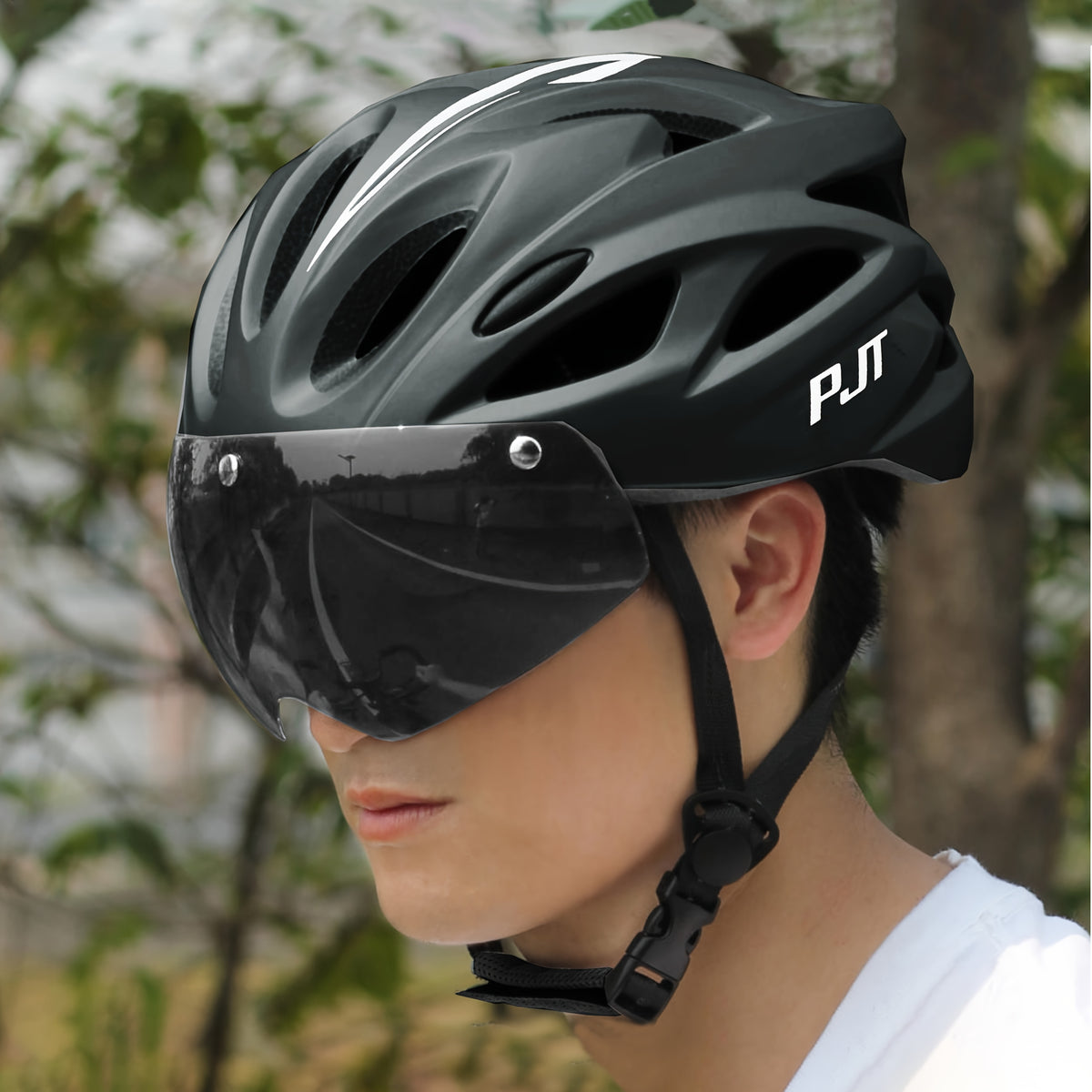 PJT Adult Magnetic 4-in-1 Lightweight Bike Helmet with Detachable Visor and Sun Visor